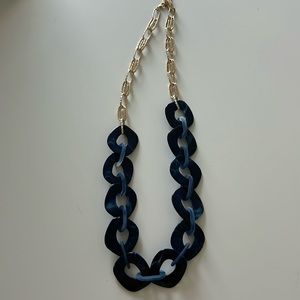 Blue / Purple with Gold Cain Chunky Resin Necklace